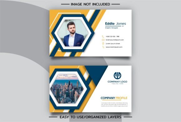 Abstract Blue and Yellow Business Card Graphics