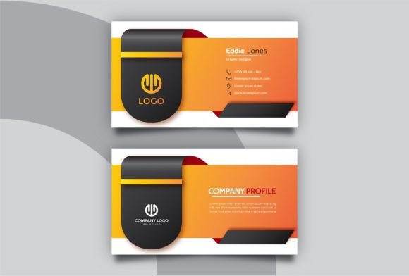 Black Orange Elegant Business Card Graphics