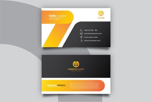 Black Orange Minimalist Business Card