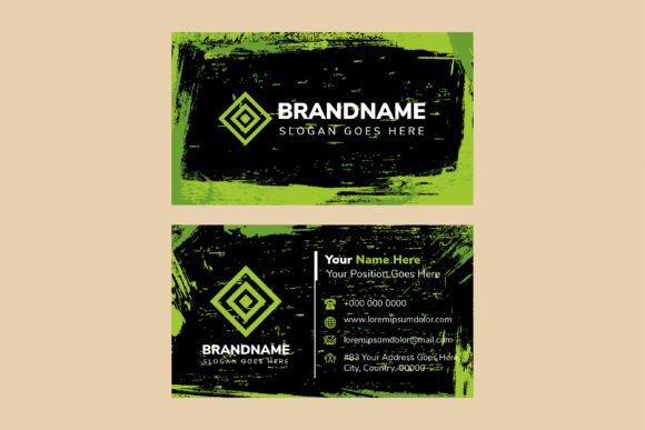 Brush Green Business Card Black
