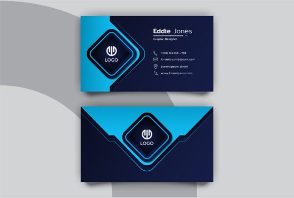 Elegant Modern Blue Business Card Graphics