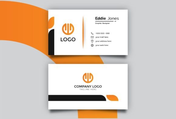 Elegant Orange White Business Card Graphics