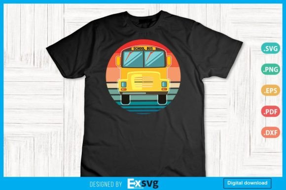Fun Retro School Bus Graphics for Print Templates