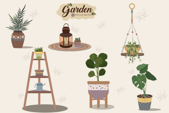 Garden Element Vector Illustrations Graphics