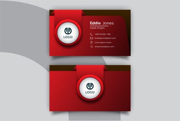 Gradient Dark Red Business Card Graphics for Print Templates
