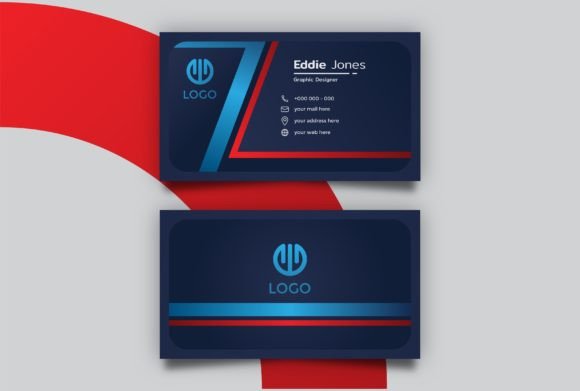Modern Navy Business Card Template: A Graphic Design Asset for Print Templates