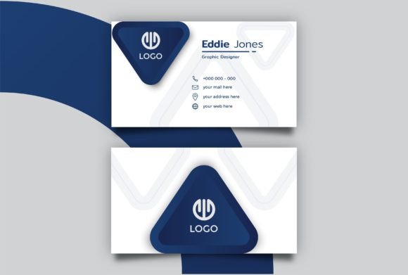 Triangle Dark Blue Business Card Graphics